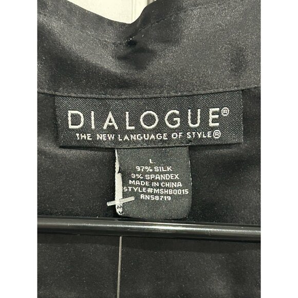 Dialogue Womens Black Button-Up Top Size Large Silk Blend Dark Academia NWT - Picture 5 of 9